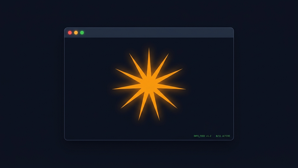 Emblema abstracto naranja en forma de destello sobre fondo oscuro