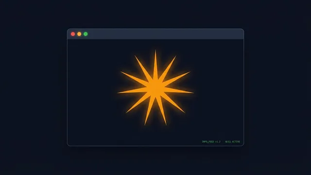Emblema abstracto naranja en forma de destello sobre fondo oscuro