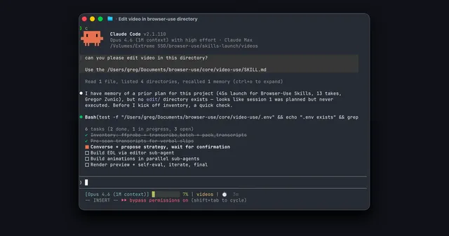 Banner del repositorio video-use, herramienta de edición de vídeo para agentes de código